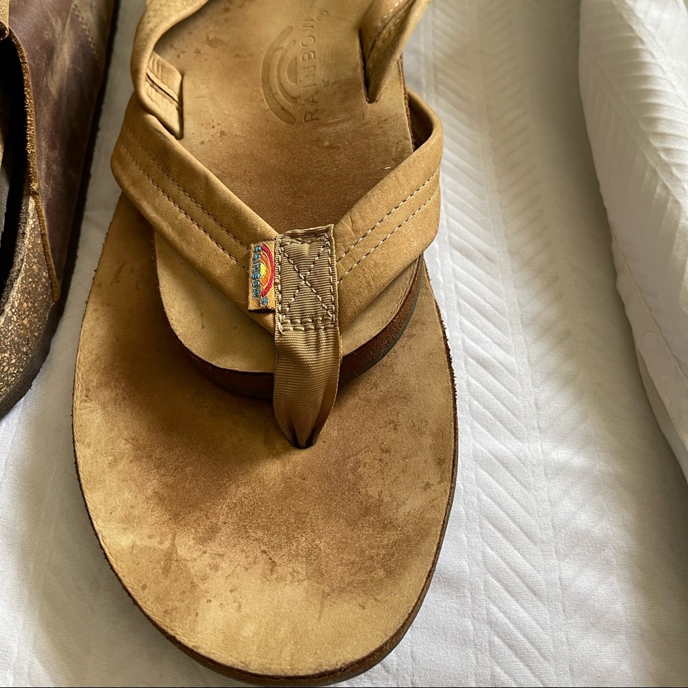 Men's rainbow flip flops. Leather size 12